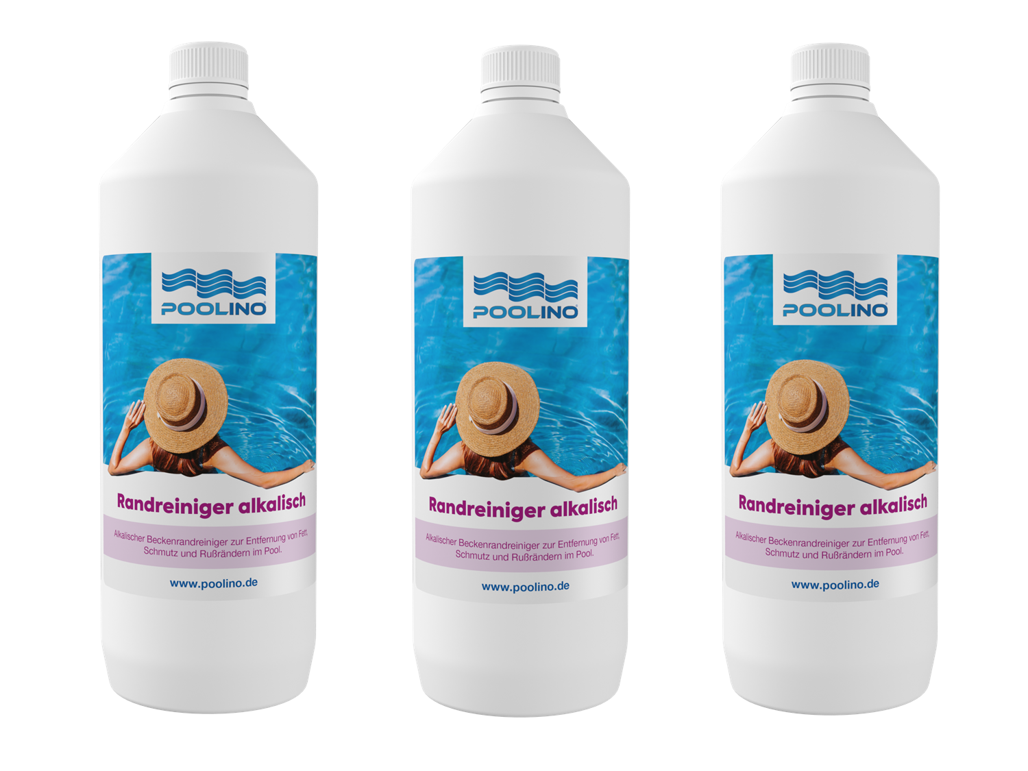 3L Alkalischer Reiniger Beckenrandreiniger Poolino® für Pools (3x 1Liter)