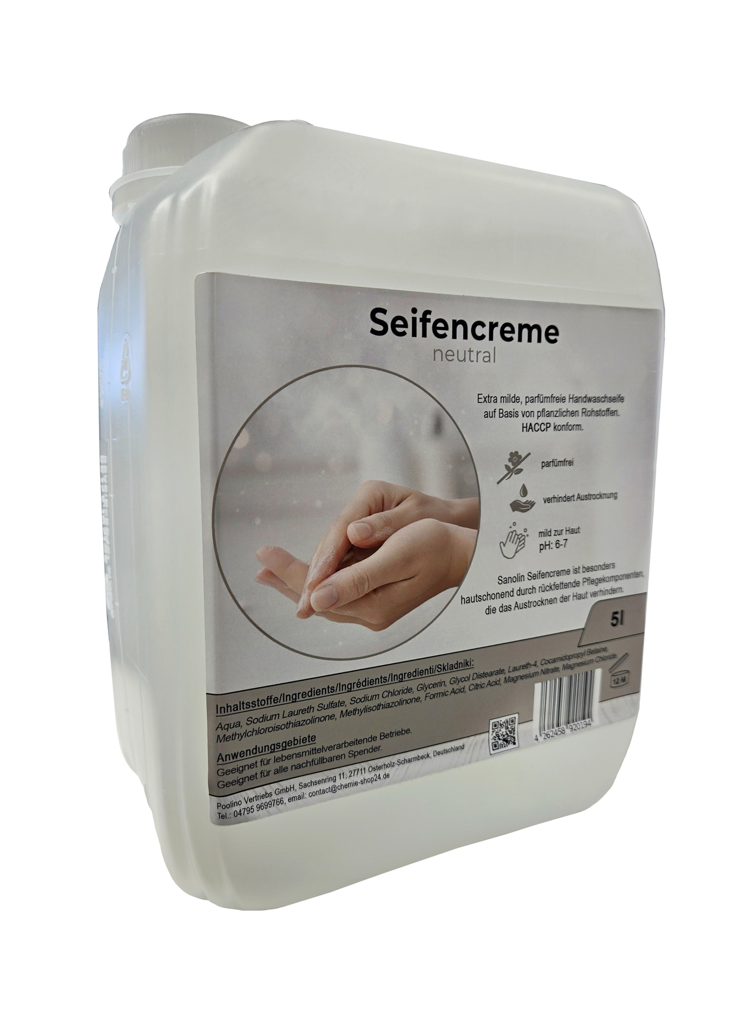 Seifencreme Flüssigseife neutral zum Nachfüllen im 5 l Kanister