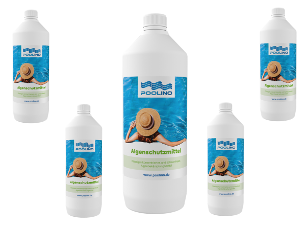 5L Algenschutzmittel Poolino® Anti-Algen schaumfrei (5x 1Liter) für Pool Schwimmbad